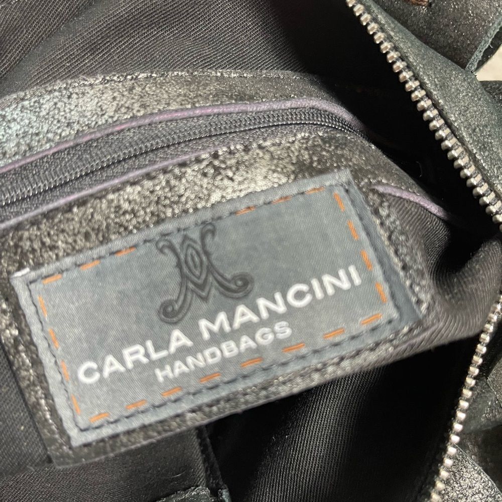 Carla Mancini black metallic silver Medium Satchel bag silver tone hardwares - Picture 12 of 15